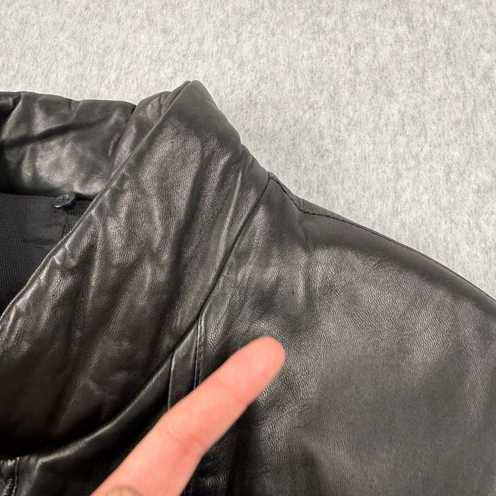 Vintage Remy Leather Jacket Men 46 Black Soft Lambskin Leather Full Zip USA